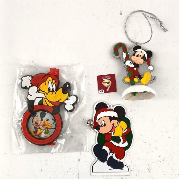 Lot of 3 Disney's Mickey & Pluto w/ Picture Frame Christmas Tree Ornament - Picture 1 of 9
